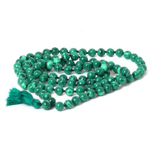 108 Malachite Mala Beads Necklace -  Japa Mala - Japa Neklace - Tassel Necklace